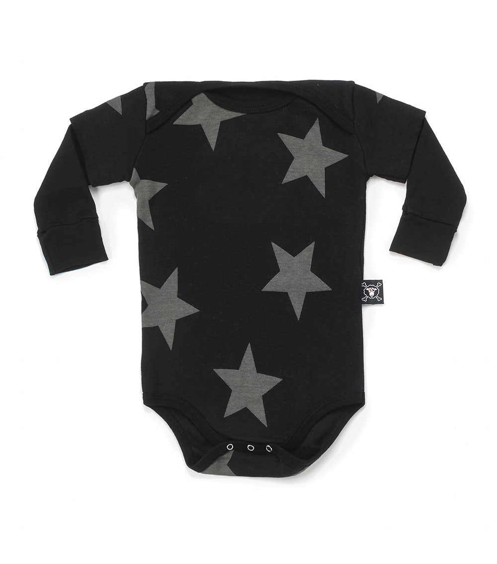 Baby Boys & Girls Black Star Cotton Babysuit