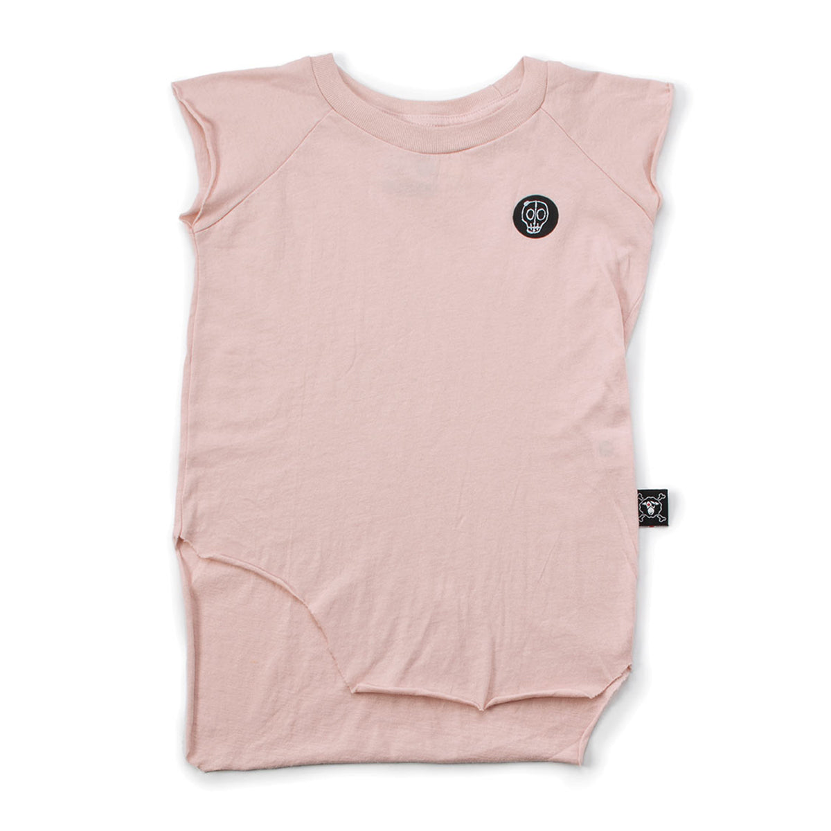 Girls Powder Pink Cotton Trimmed Sleeveless T-shirt