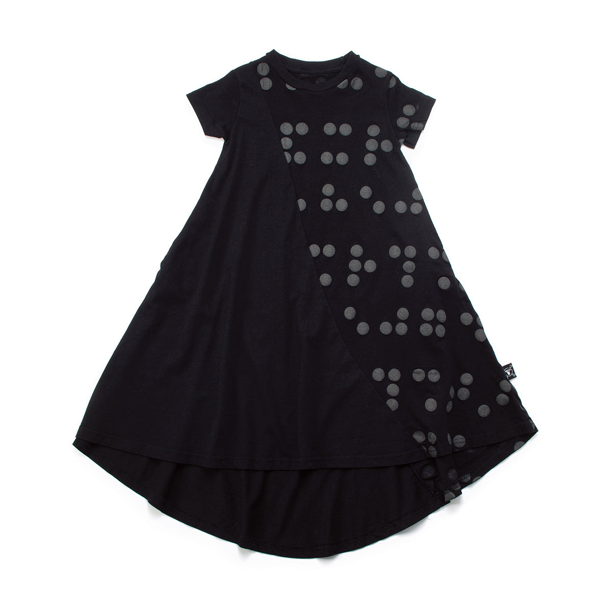 Girls Black Printed Cotton Dress