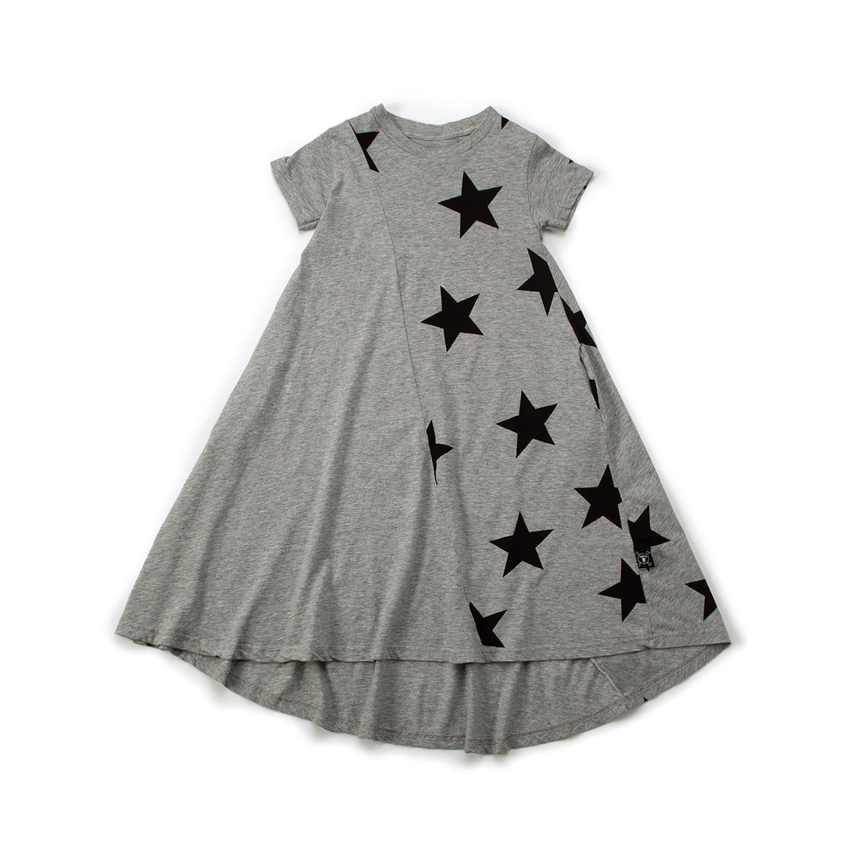 Girls Grey Star Printed Cotton Dress