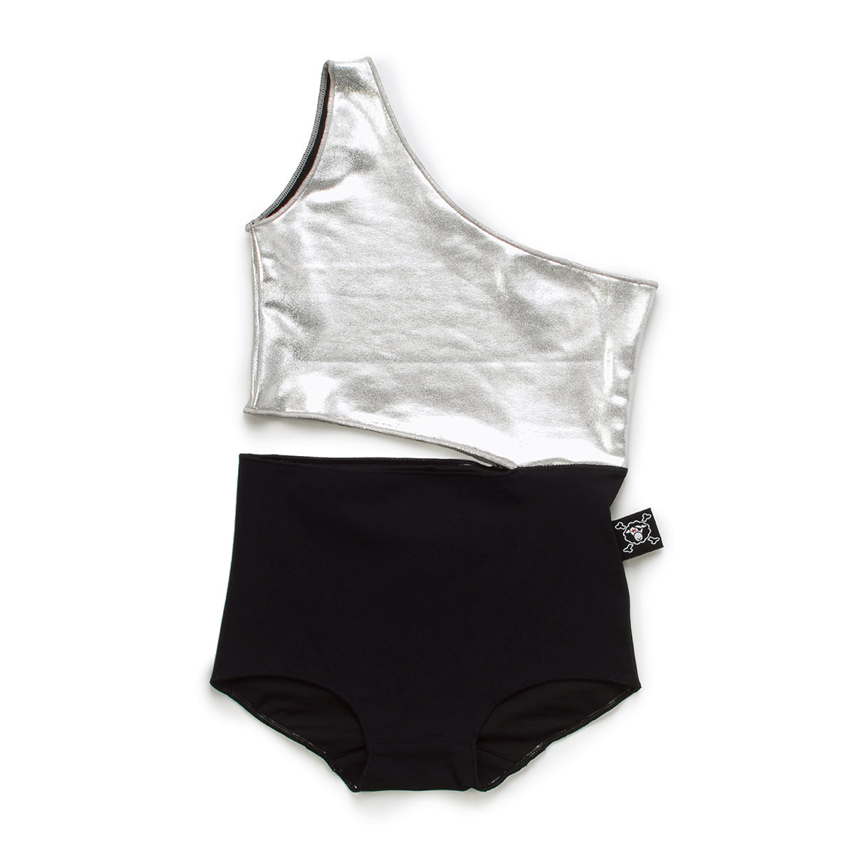 Girls Silver Black Swimsuit
