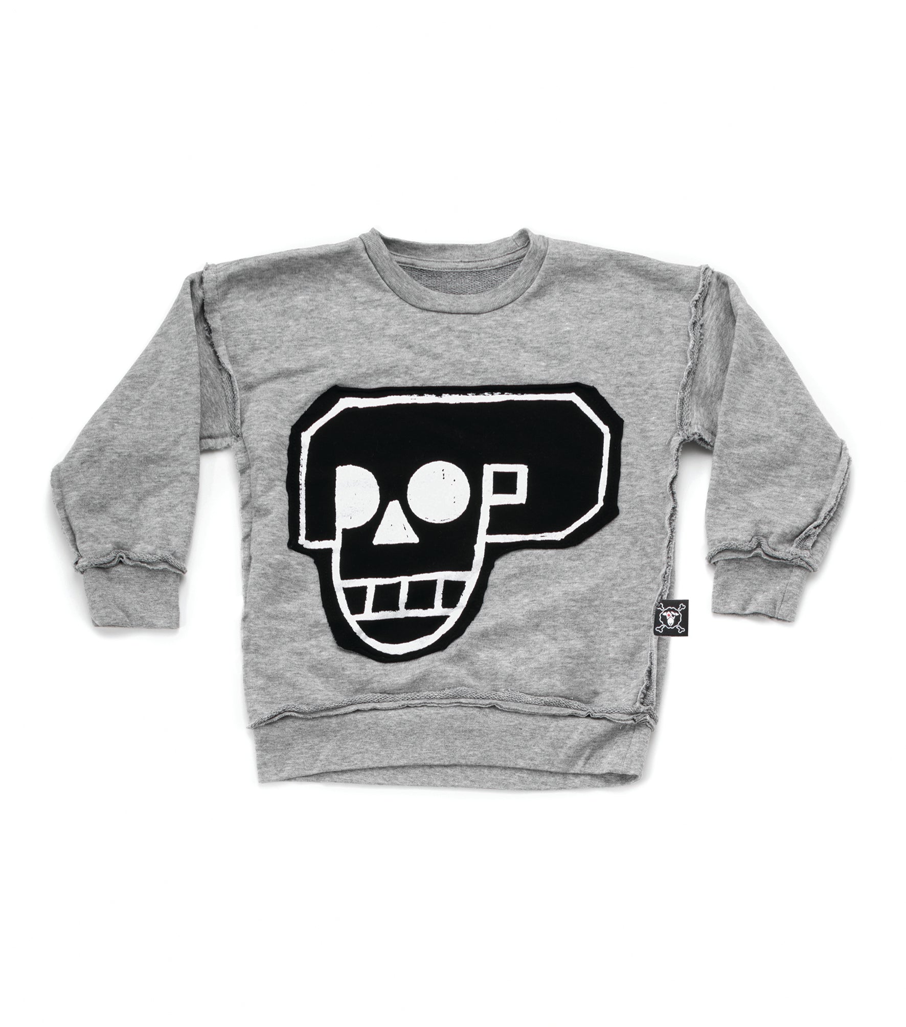 Boys Heather Grey Cotton Skull Sweatshirt