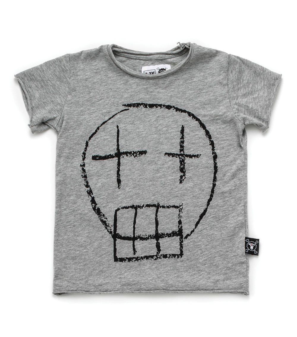 Boys Grey Skull Cotton T-shirt