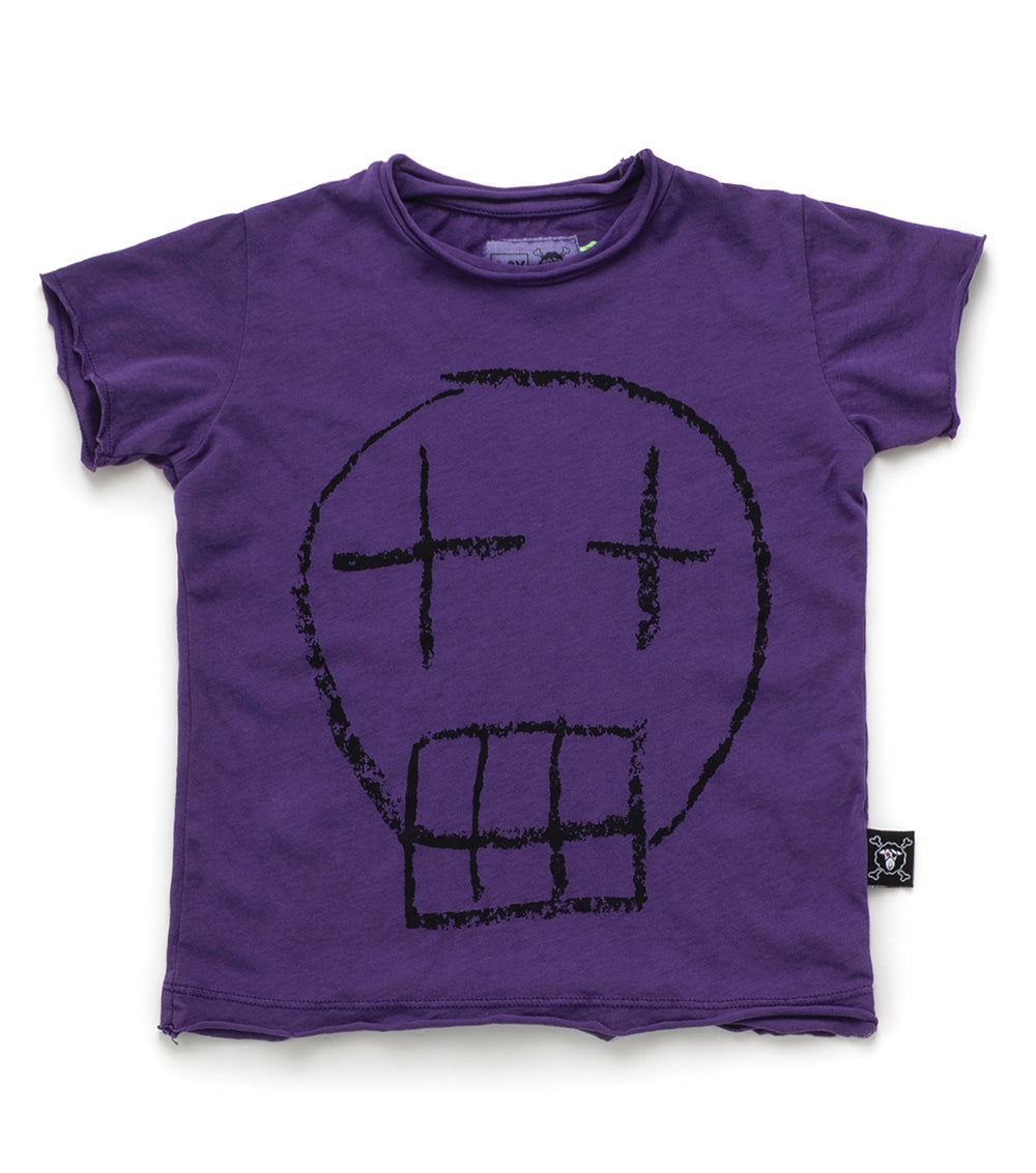 Boys Deep Purple Skull Cotton T-shirt