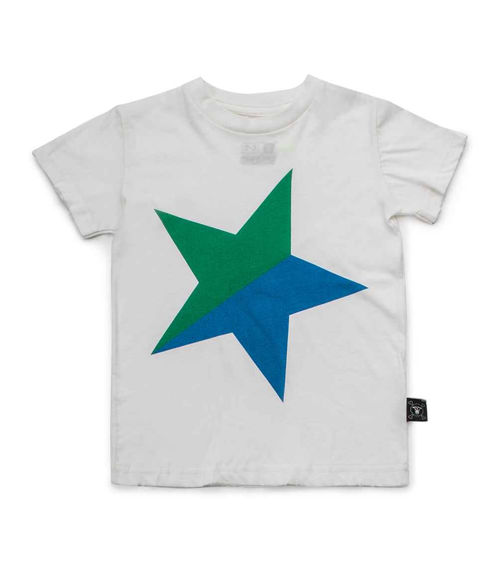 Baby Boys White & Green Star Cotton T-shirt