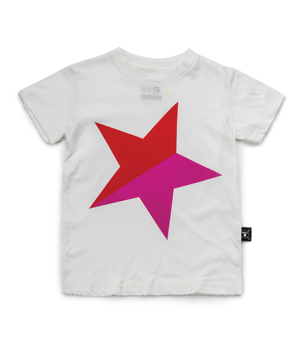 Boys White & Red Star Cotton T-shirt