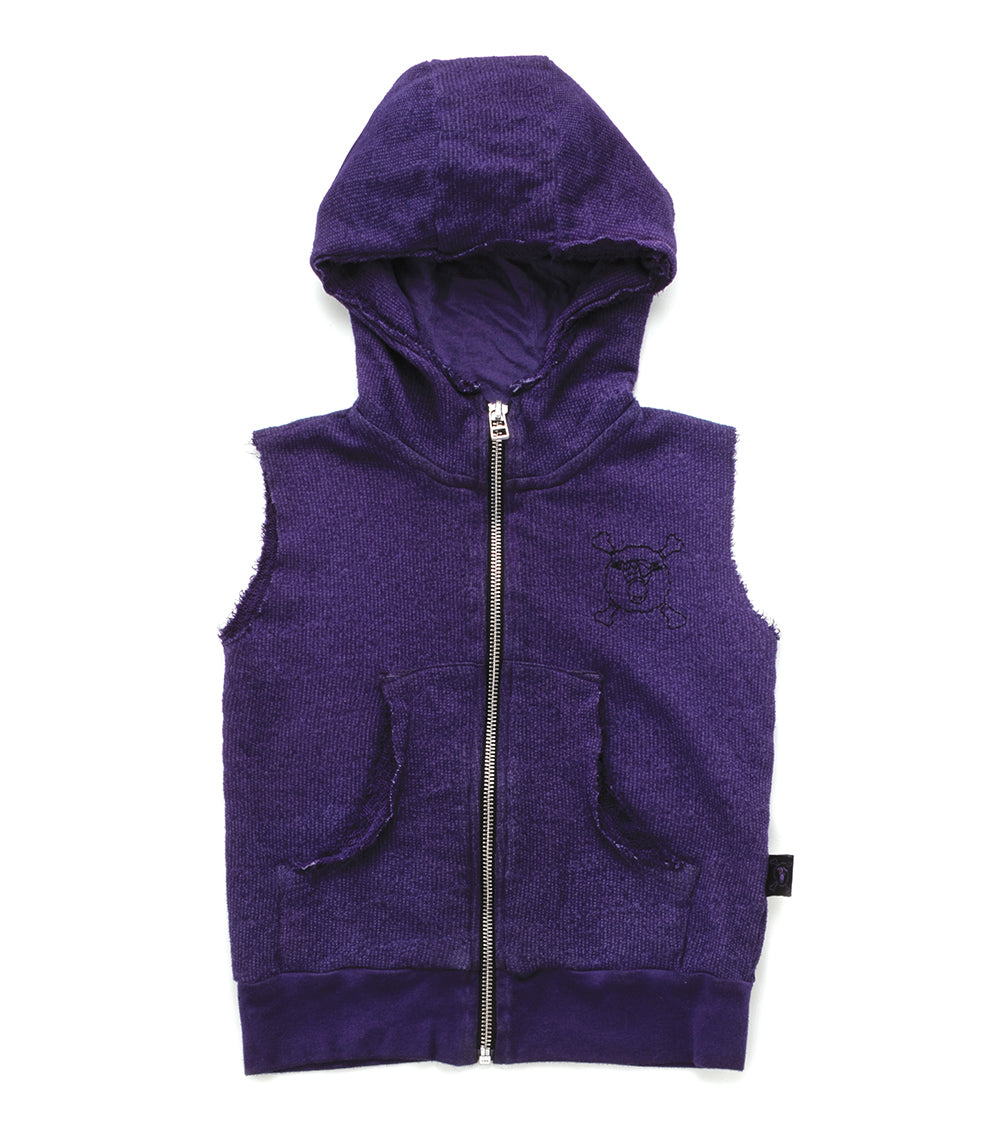 Baby Girls Deep Purple Hooded Cotton Vest
