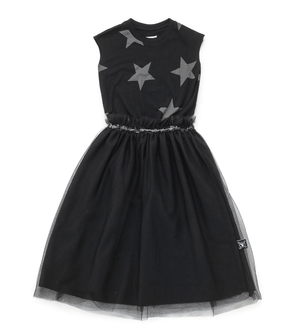 Girls Black Star Tulle Dress