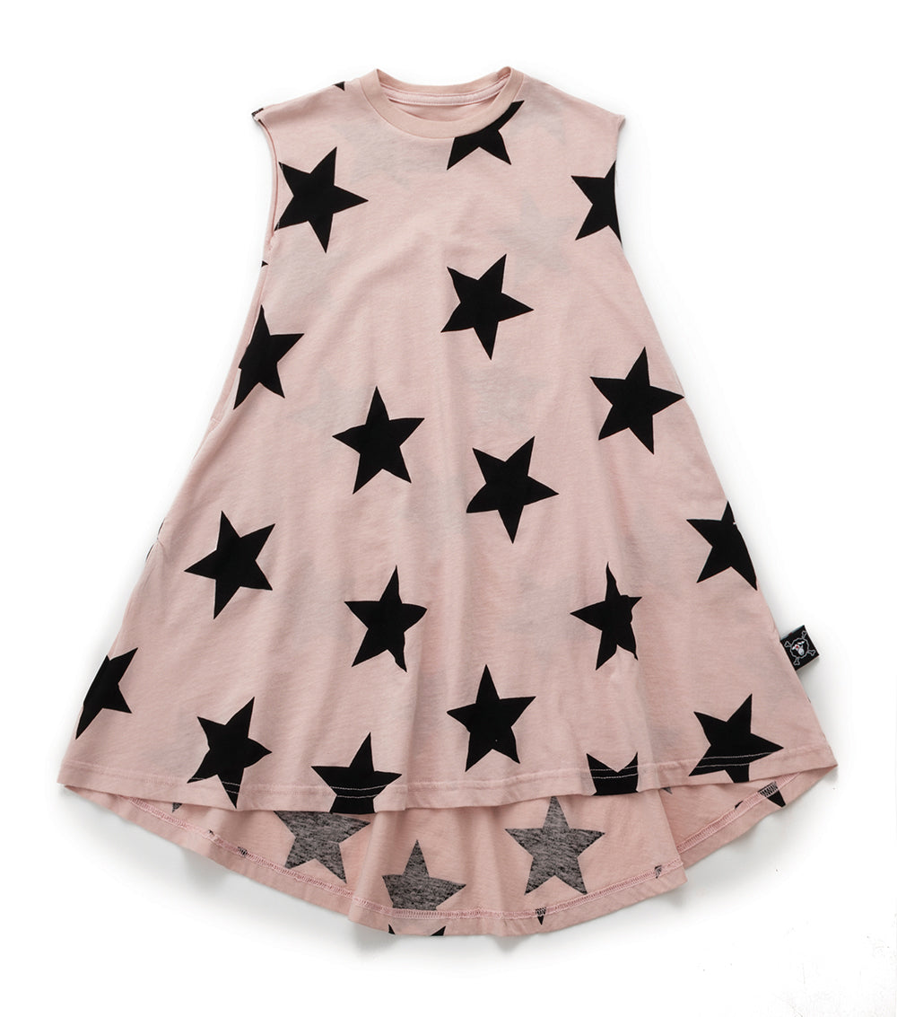 Girls Pink Star Cotton Dress