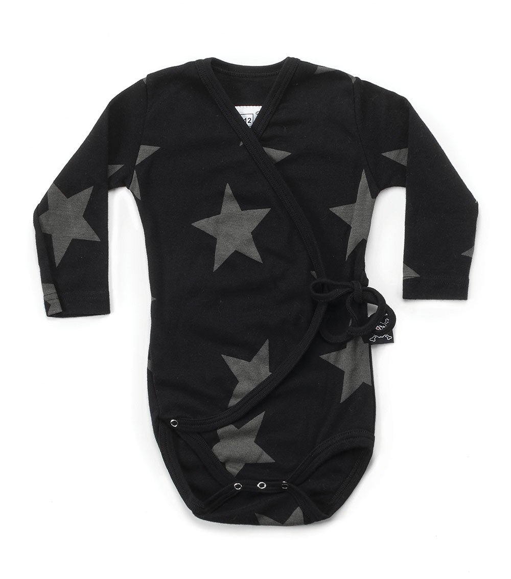 Baby Boys & Girls Black Star Cotton Babysuit