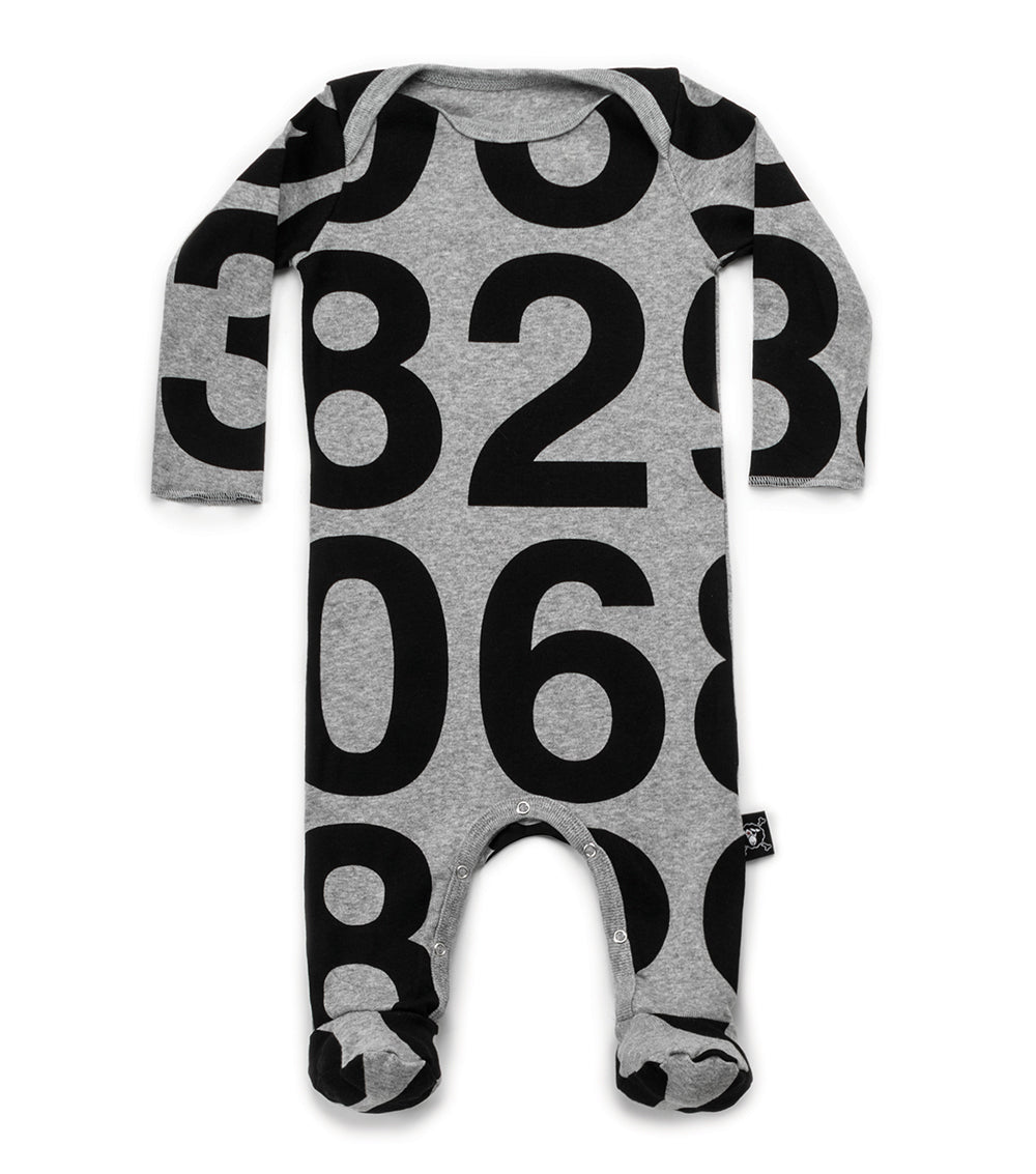 Baby Boys Grey Number Babysuits