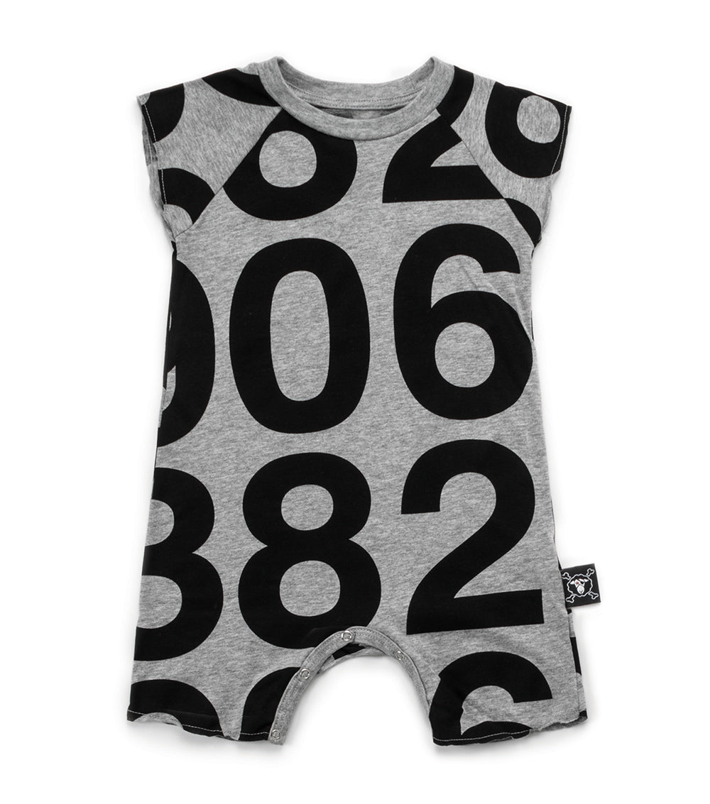 Baby Boys Grey Number Sleeveless Babysuits