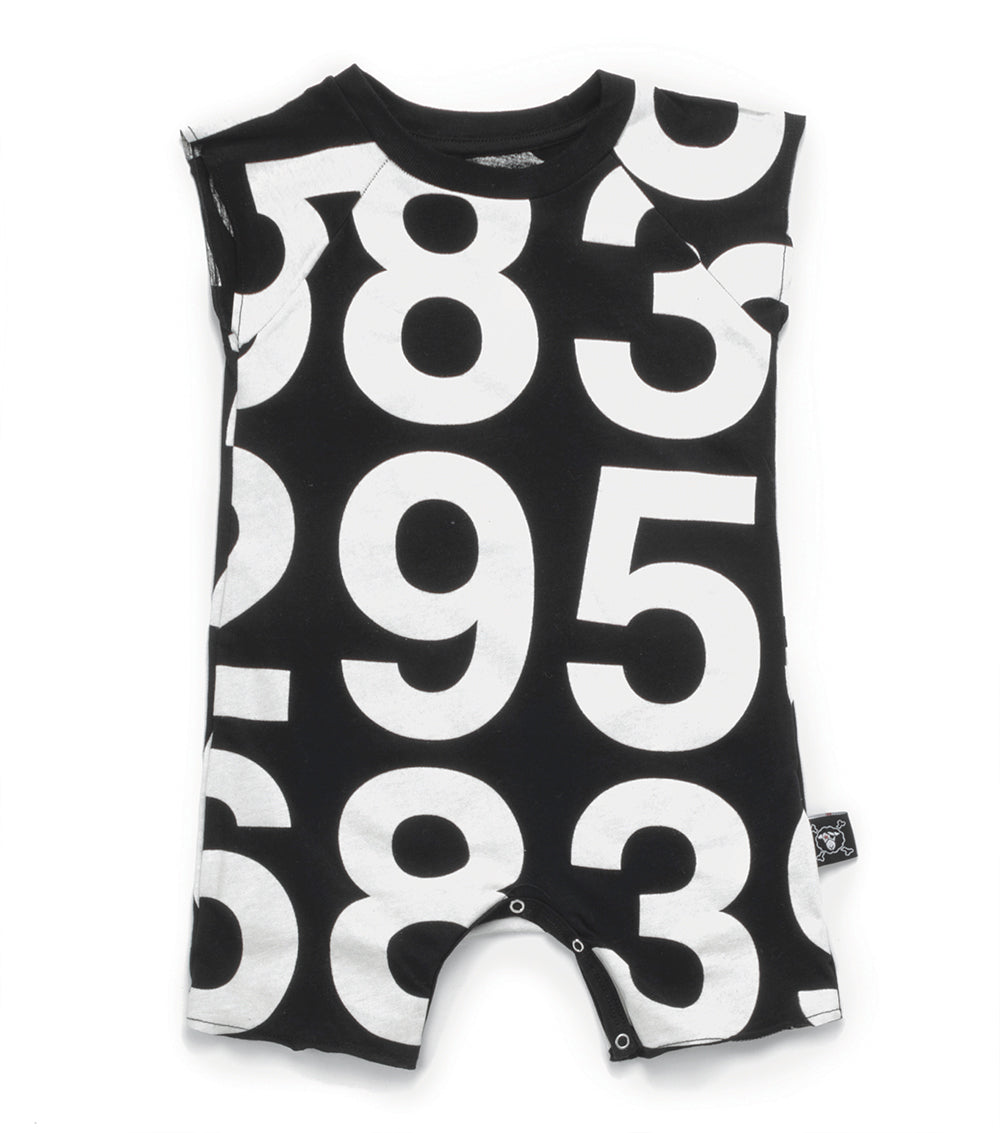 Baby Boys Black Number Sleeveless Babysuits