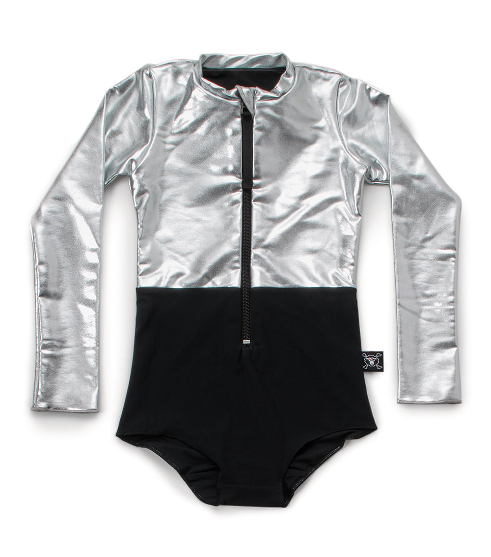 Girls Black & Silver Swimsuit