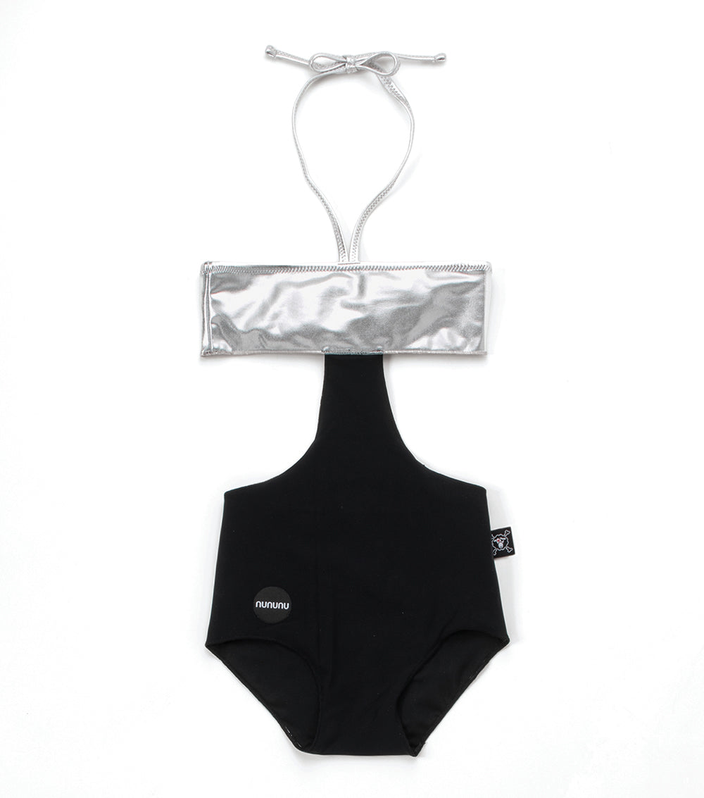 Girls Silver & Black Swimsuit