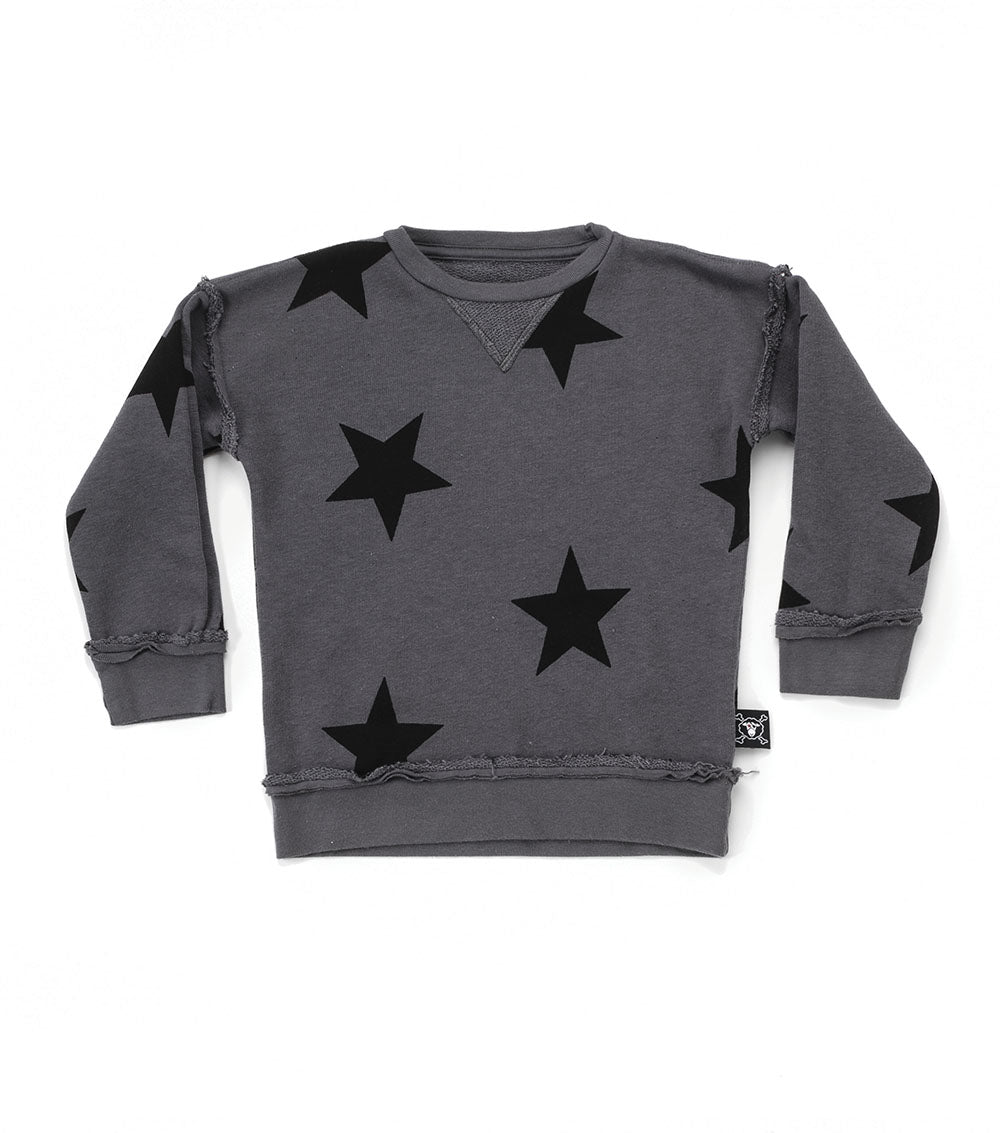 Boys & Girls Dark Grey Star Cotton Sweatshirt