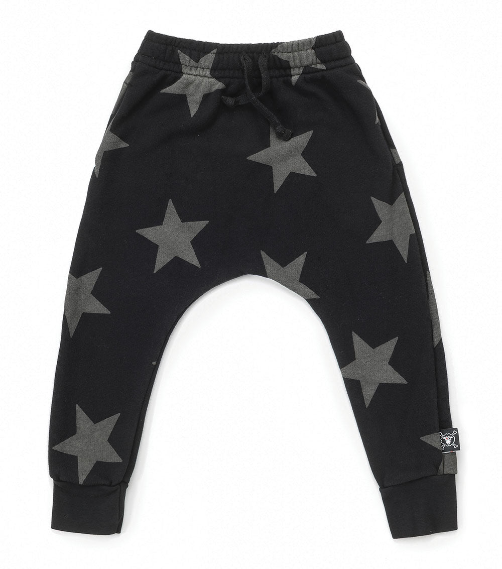 Boys & Girls Black Star Baggy Cotton Trousers