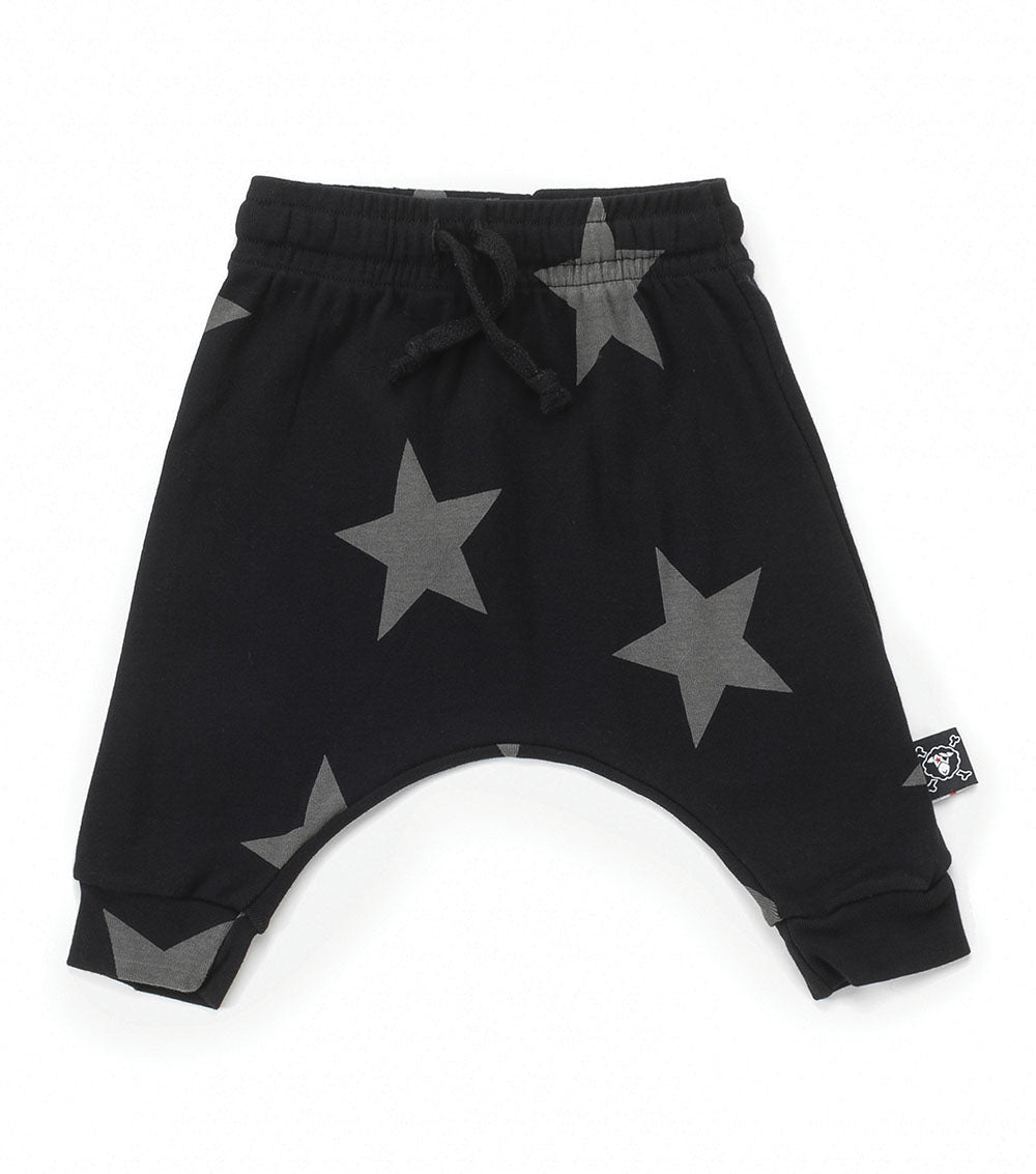 Baby Boys & Girls Black Star Baggy Cotton Trousers