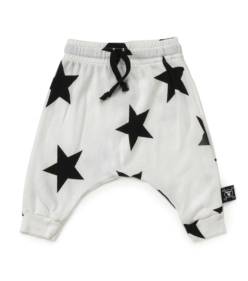 Baby Boys & Girls White Star Baggy Cotton Trousers