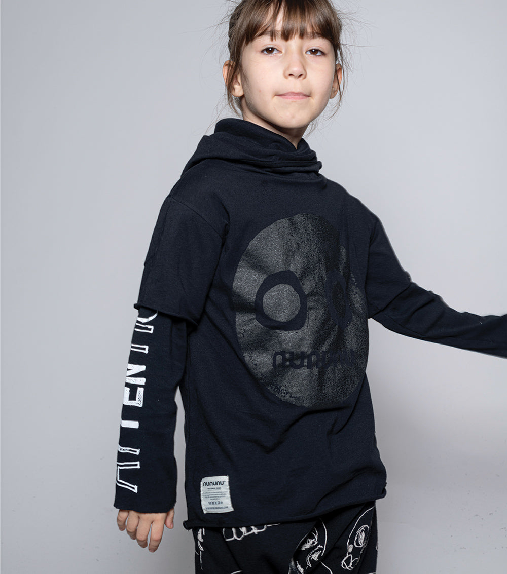 Boys & Girls Black Hooded Top