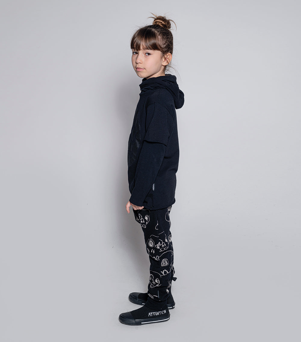 Boys & Girls Black Hooded Top