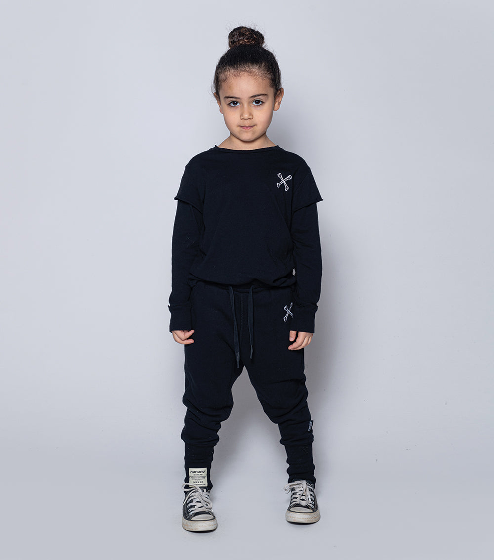 Boys & Girls Black Baggy Trousers