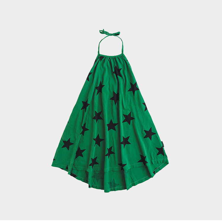 Girls Green Star Cotton Dress
