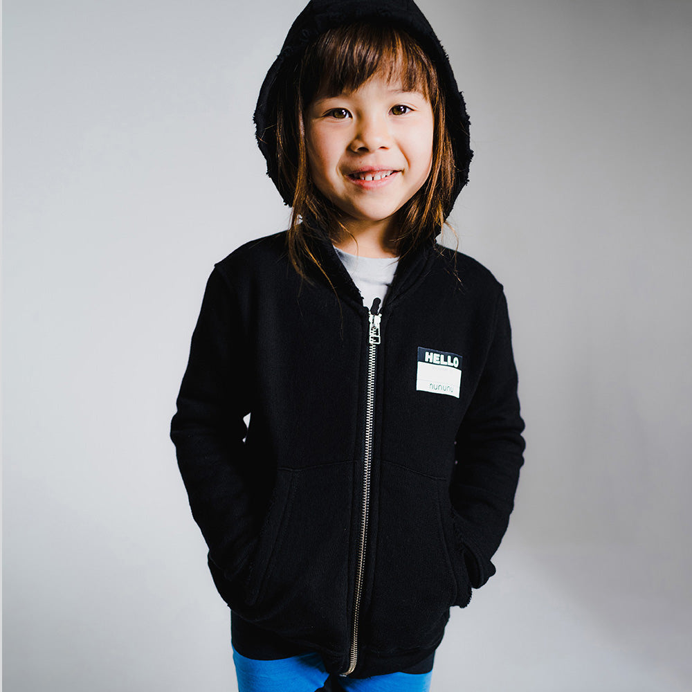 Boys & Girls Black Hooded Zip-Up Top