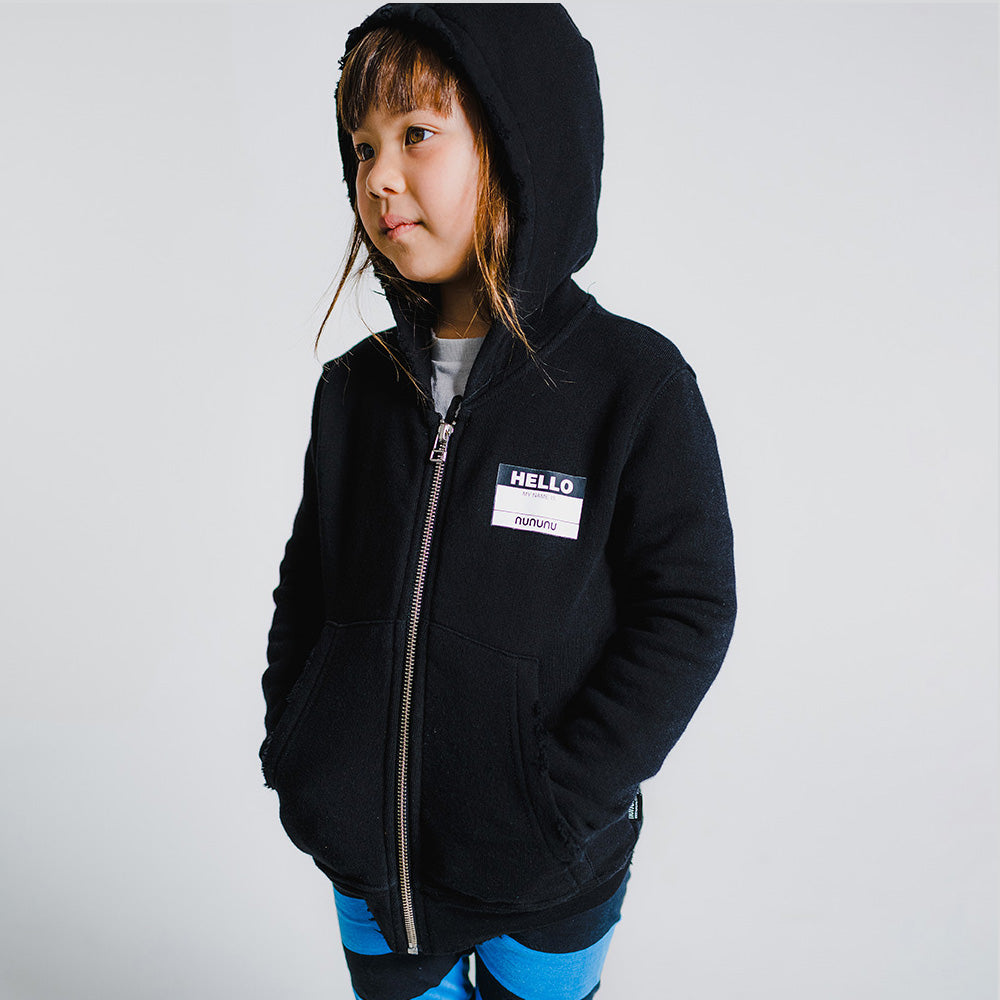 Boys & Girls Black Hooded Zip-Up Top