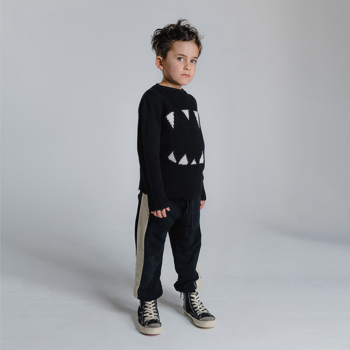 Boys & Girls Black Cotton Trousers