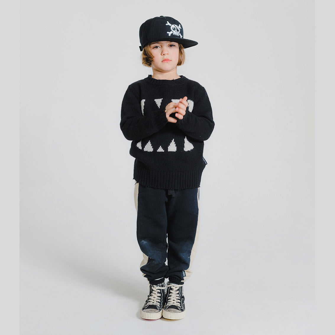 Boys & Girls Black Cotton Trousers
