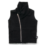 Boys Black Cotton Solid Vest