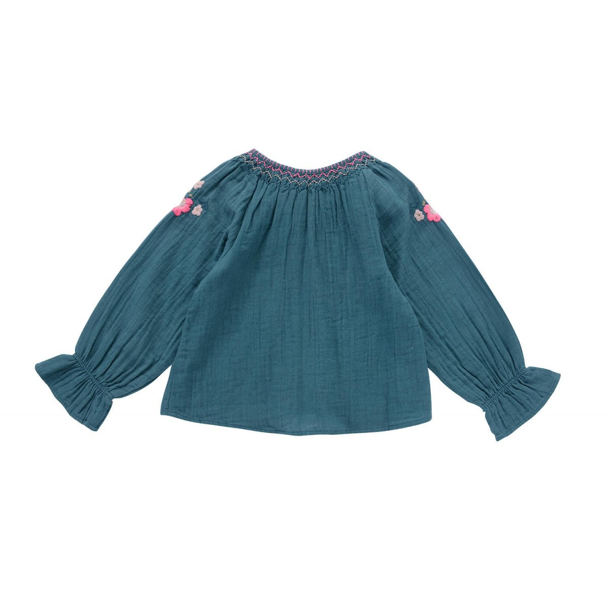 Girls Green Blue Cotton Blouse