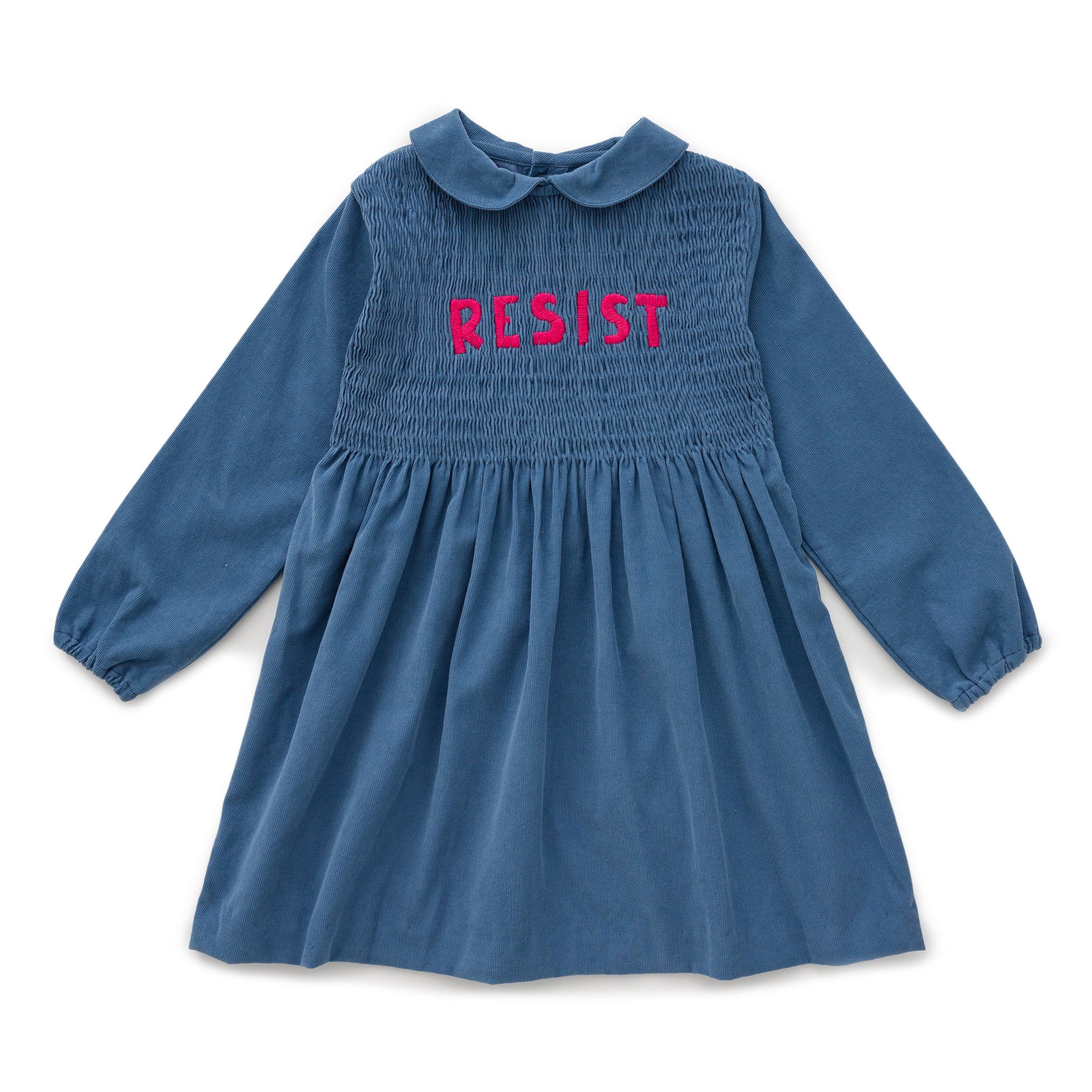 Robe bleu nuit à col claudine pour bébé fille