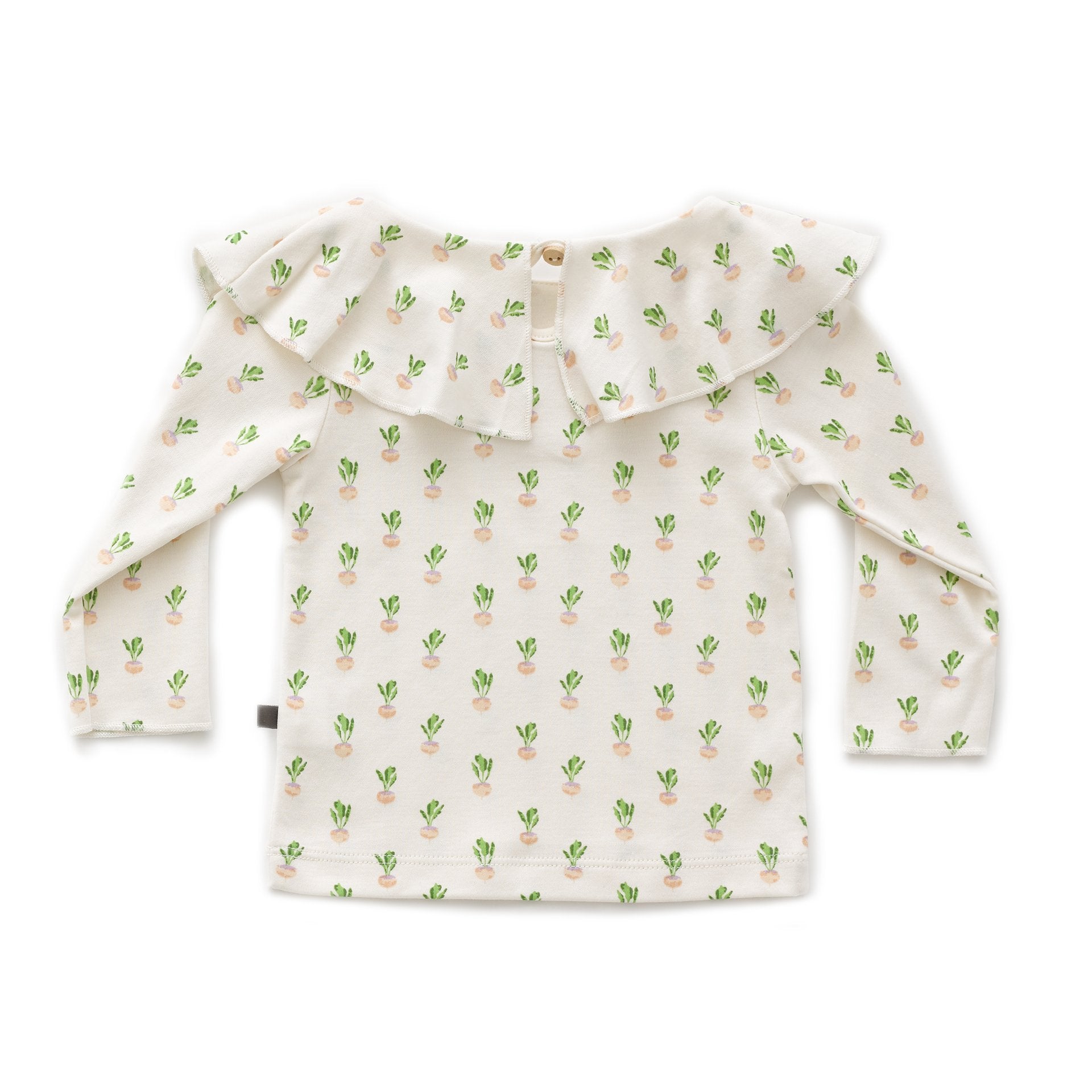 Girls White Gardenia Ruffle Collar T-Shirt