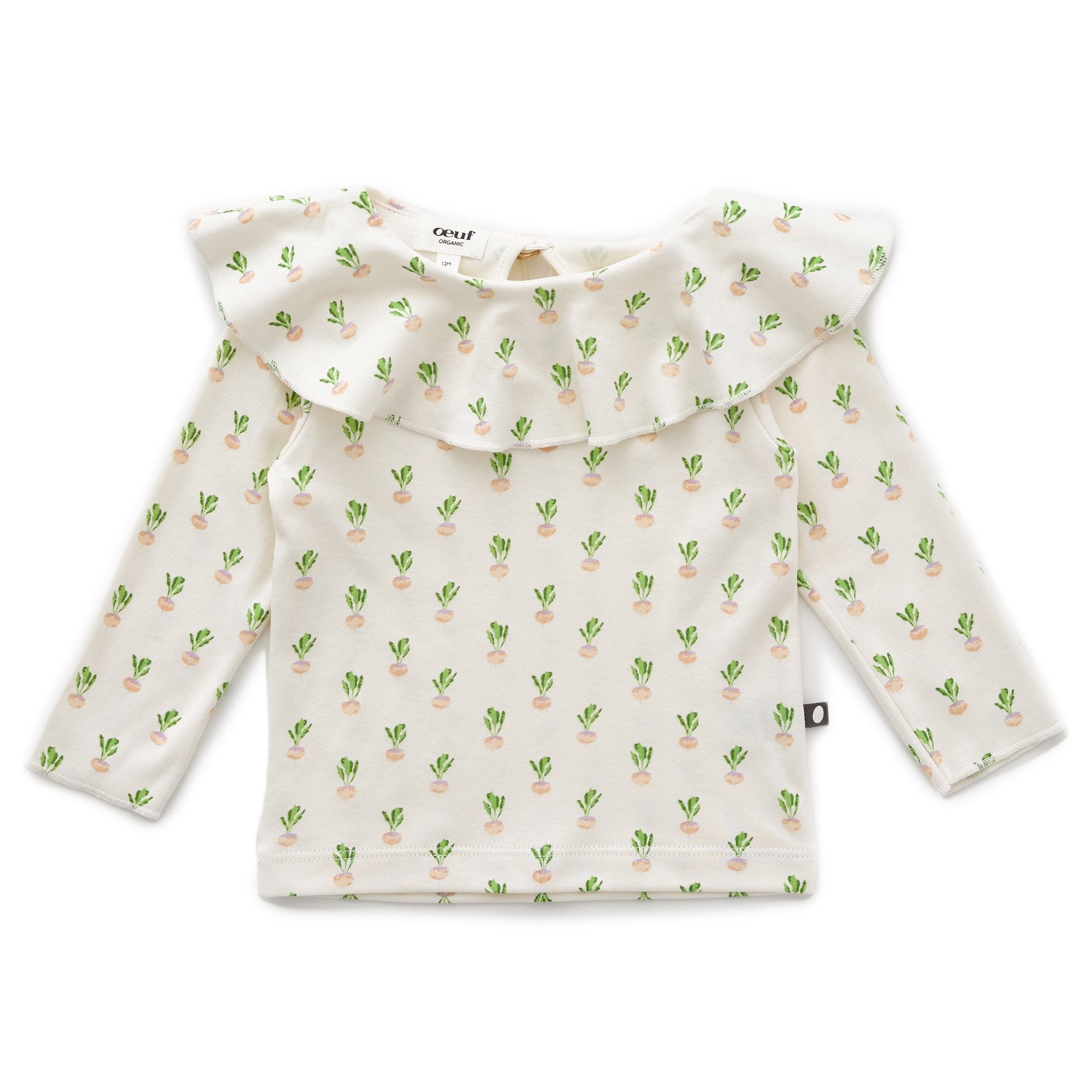 Girls White Gardenia Ruffle Collar T-Shirt