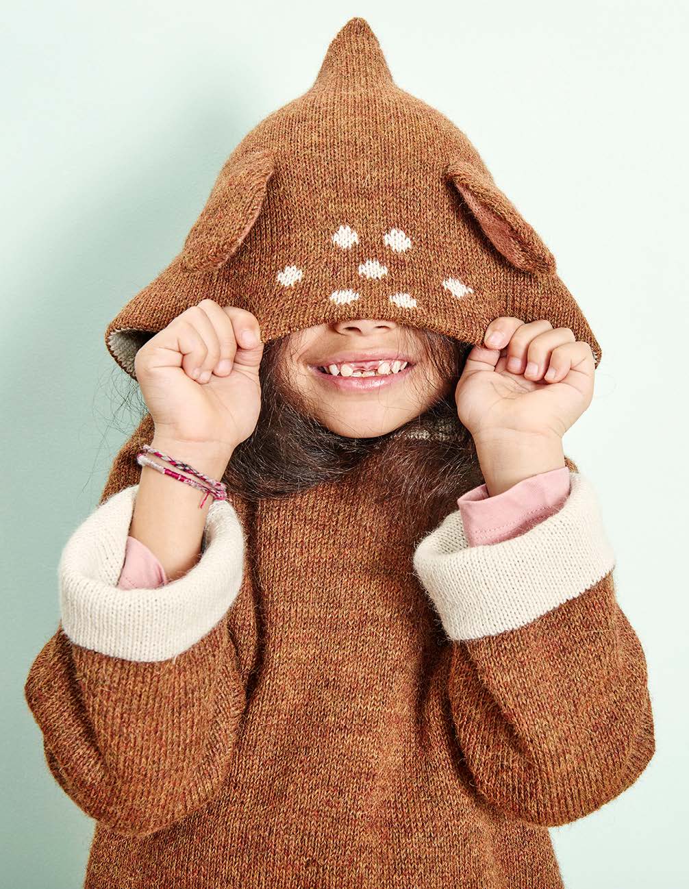 Boys & Girls Caramel Hooded Alpaca Sweater