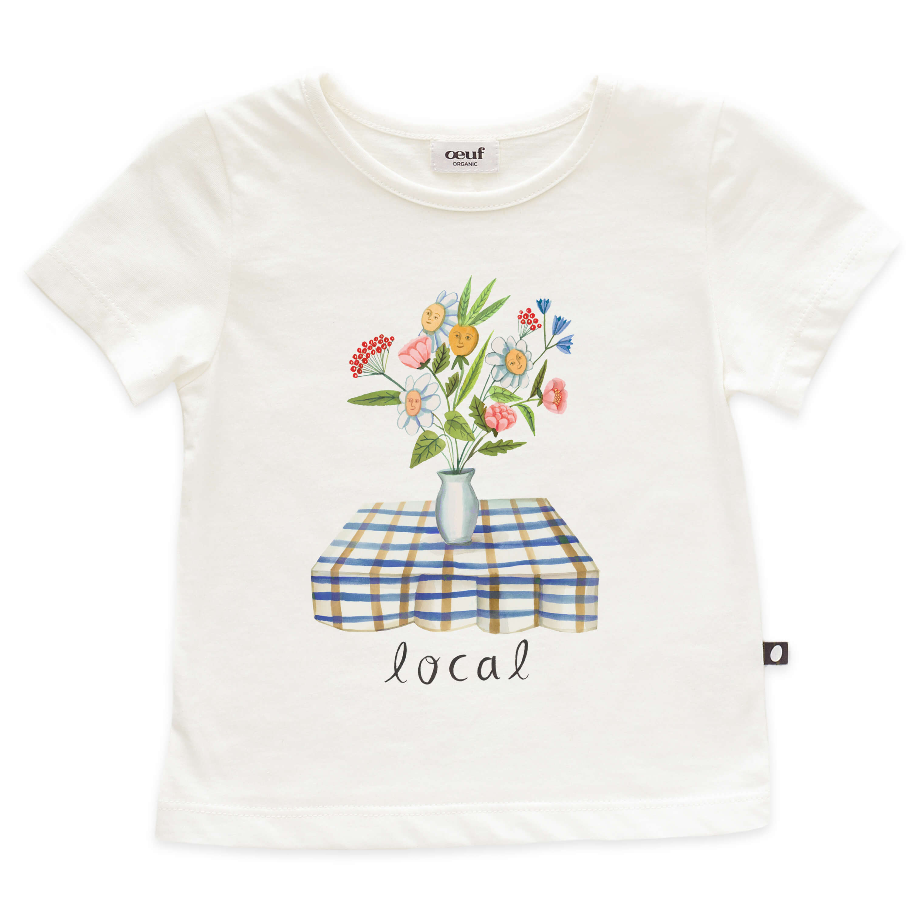 Girls White Flower Cotton T-Shirt