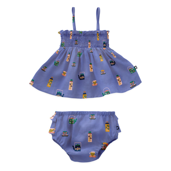 Baby Girls Lavender Linen Dress Set