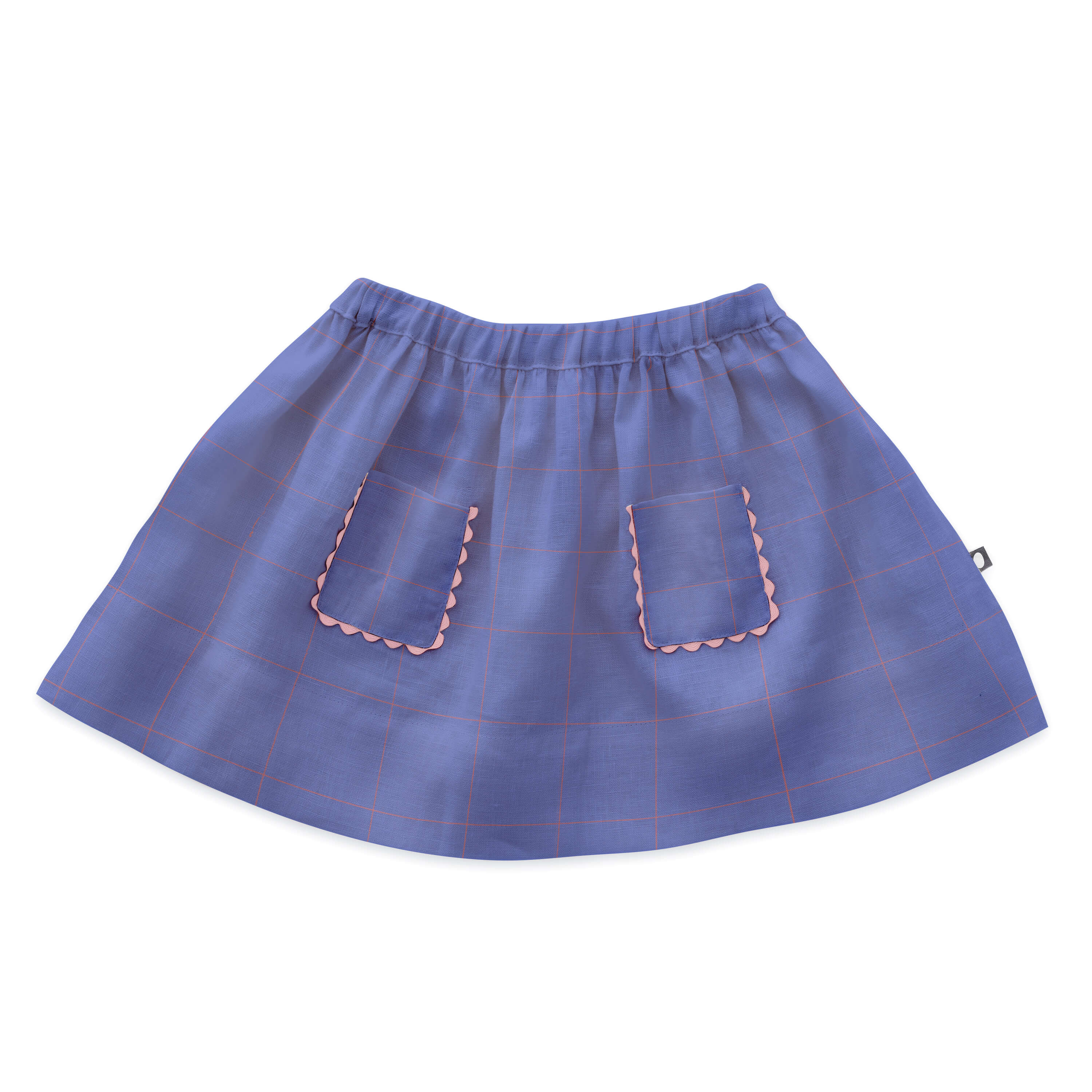 Girls Lavender Check Linen Skirt