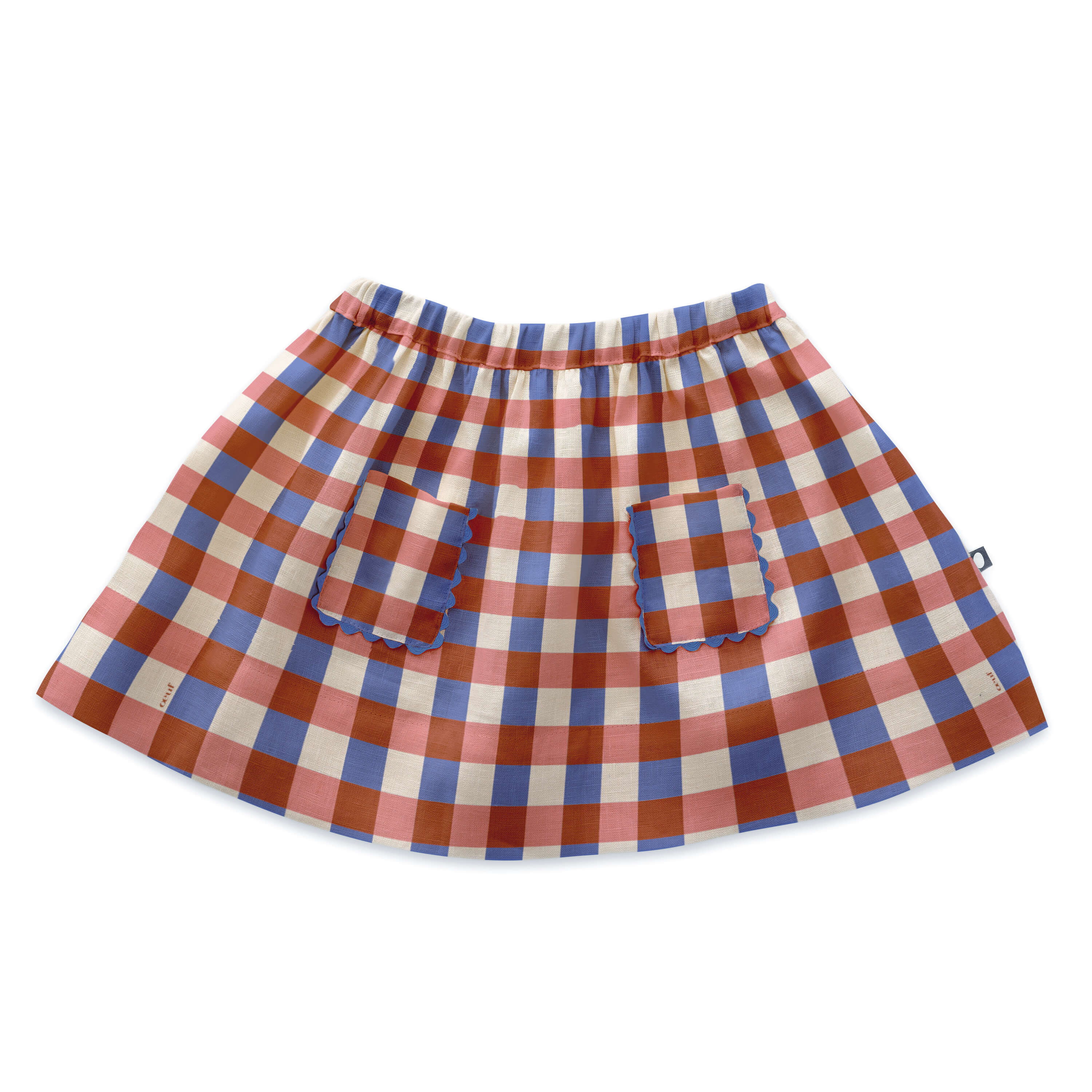 Girls Pink Check Linen Skirt