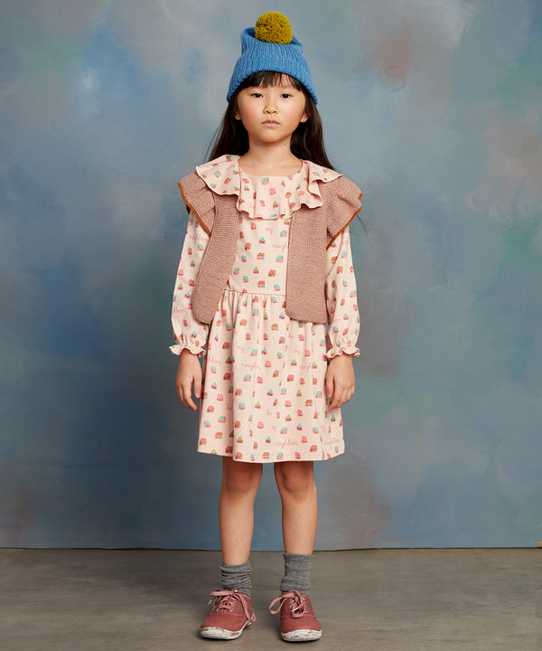 Girls Pink Printed Cotton Dress