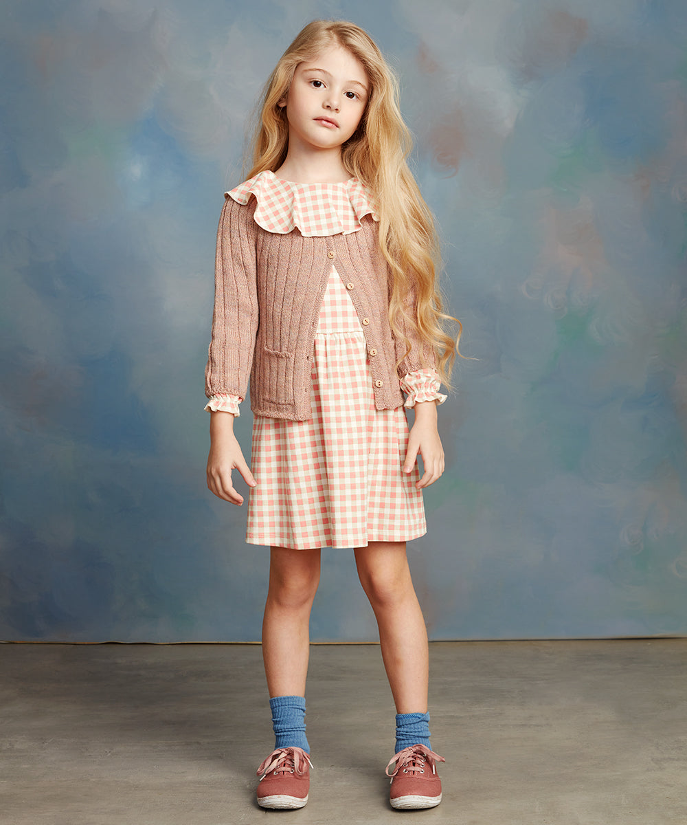 Girls Red Check Cotton Dress