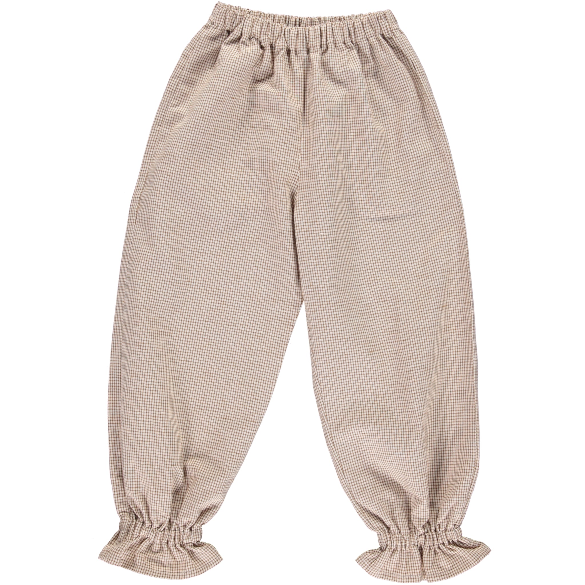 Girls Beige Check Bind Feet Trousers