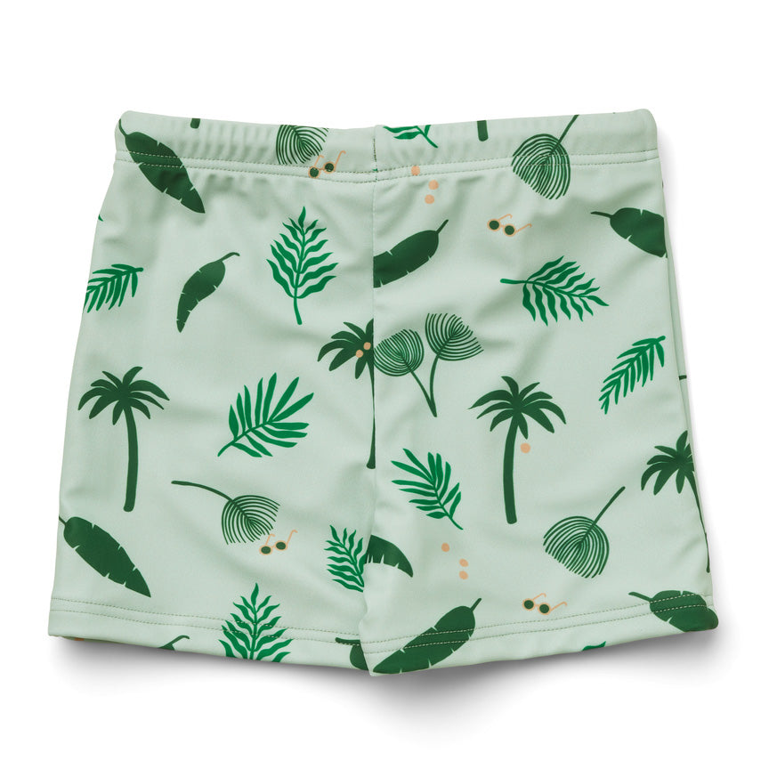 Boys & Girls Green Printed Swim Shorts