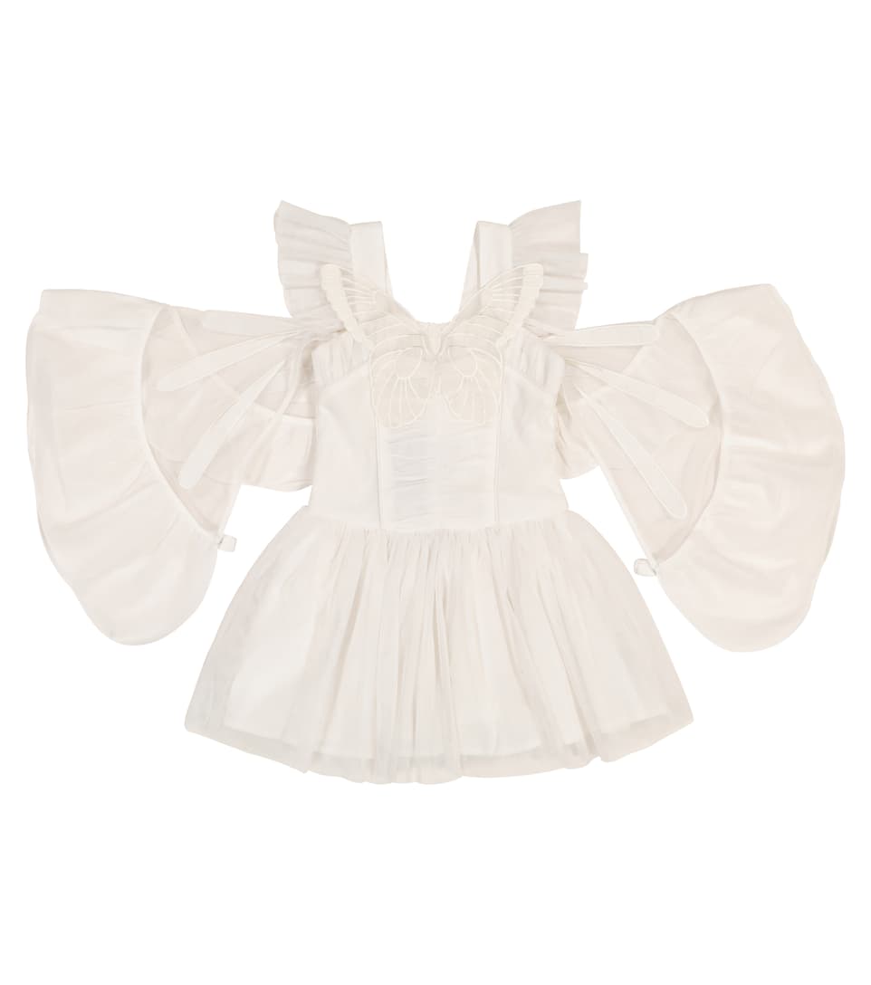 Girls White Butterfly Tulle Dress