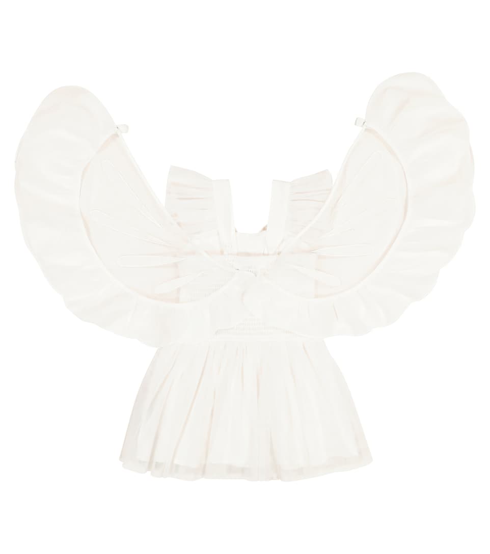 Girls White Butterfly Tulle Dress