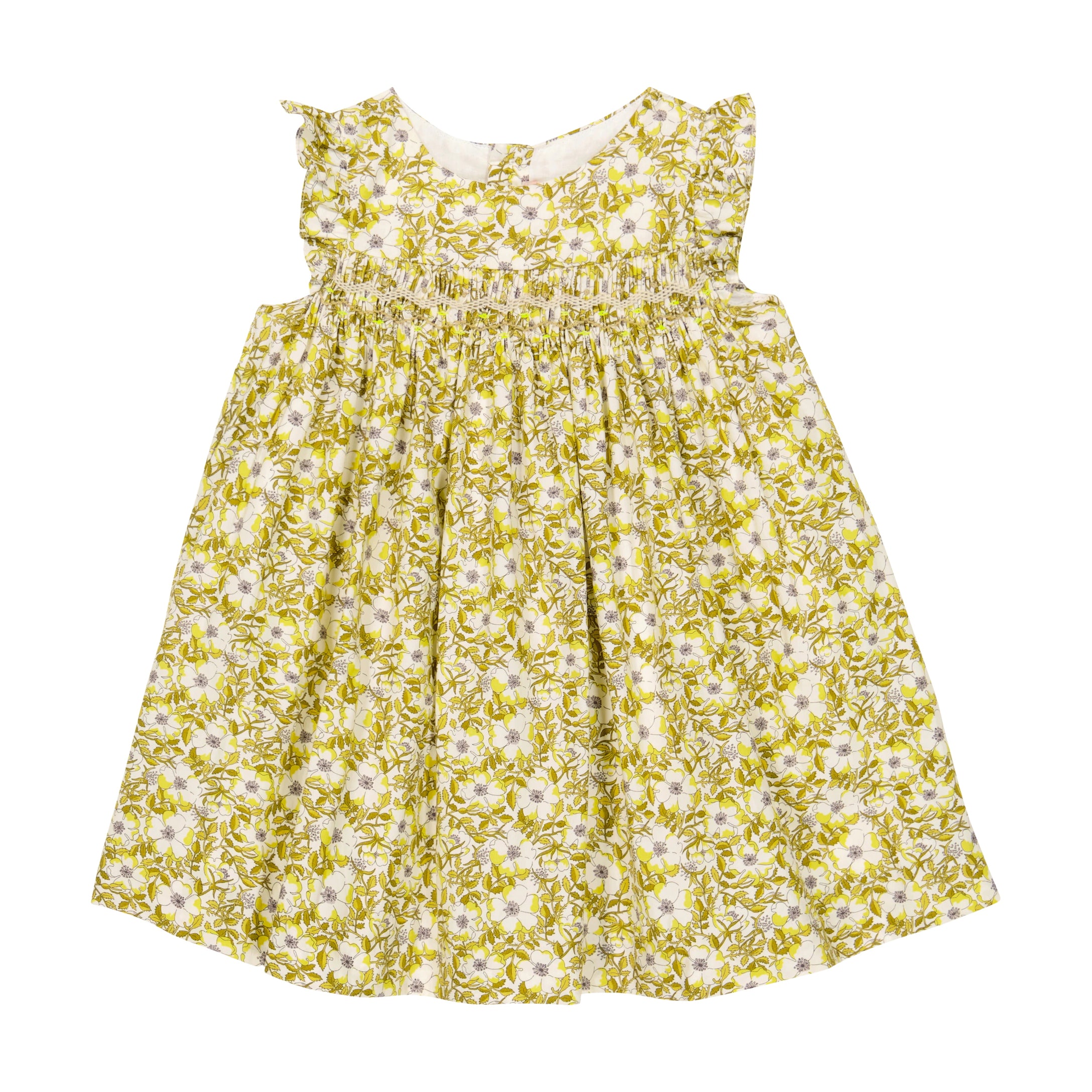 Baby Girls Yellow Floral Cotton Dress