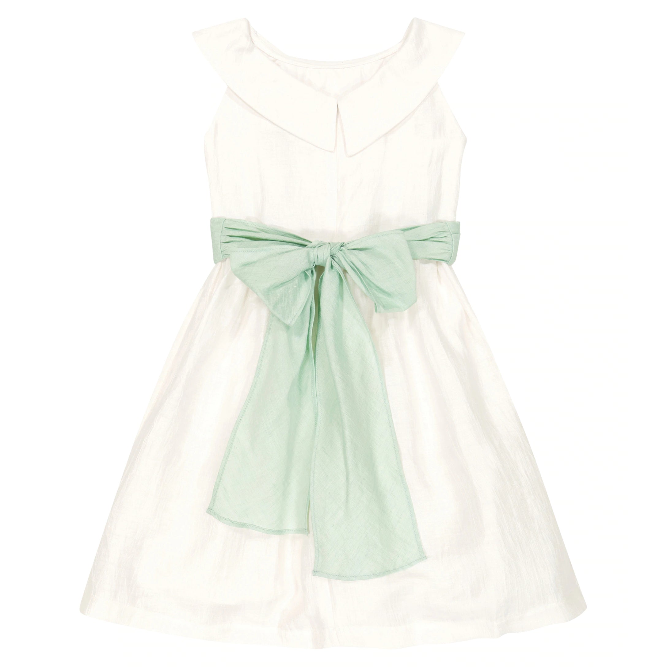 Girls White Linen Dress