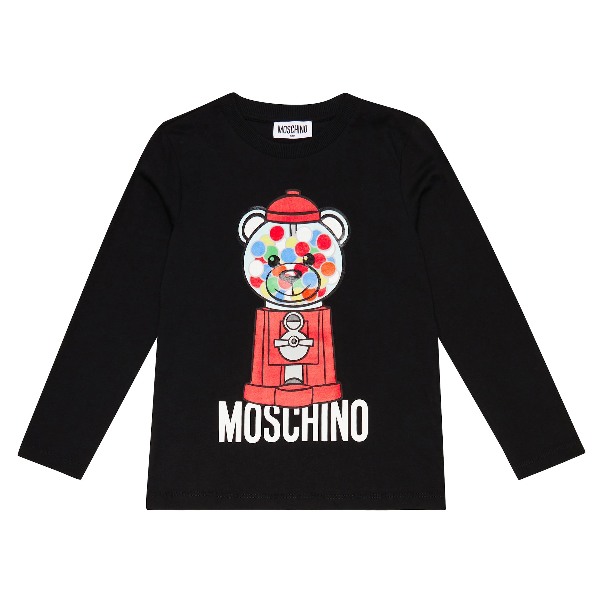 Boys & Girls Black Printed Cotton T-Shirt